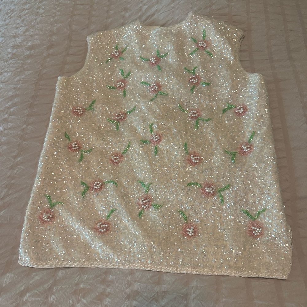 Vintage Sleeveless Beaded Top